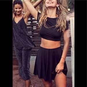 UO slinky black skirt and top set